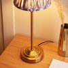 Klasyczna lampka stołowa nocna abażurowa mosiężna kolorowa minimalistyczna uniwersalna Rise & Ikat 120754 ENDON